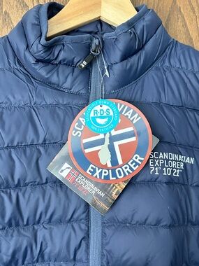 Scandinavian Explorer Ultra Light Down Jacket Unisex - Small. Navy Blue